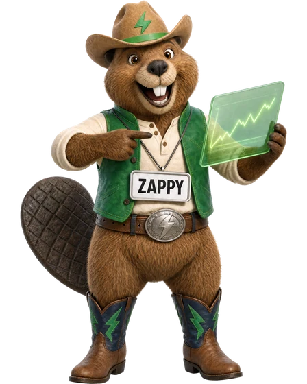 Zappy the Voltcheckr beaver pointing at the compare button